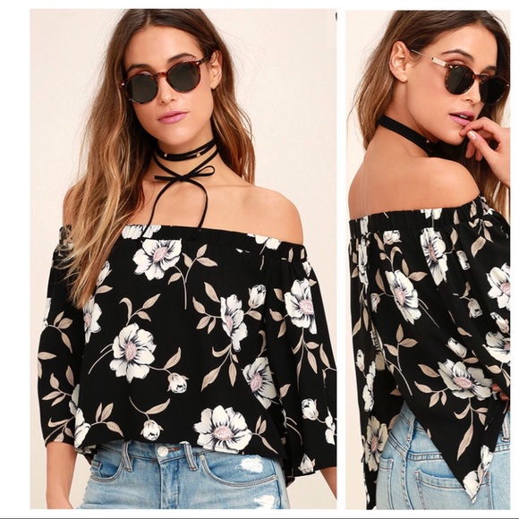 Floral Split Back Off Shoulder Top - Picture 2 of 7